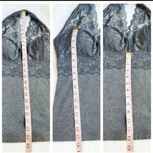 Gray Lace Halter Top Cami Tank Top